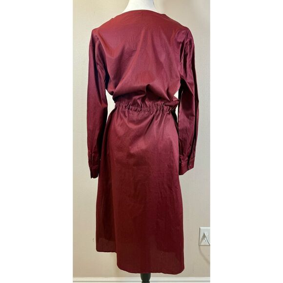 NWT Nordstrom Harshman Belinda A-Line Midi Burgundy Holiday Fall Dress Large - Picture 6 of 14